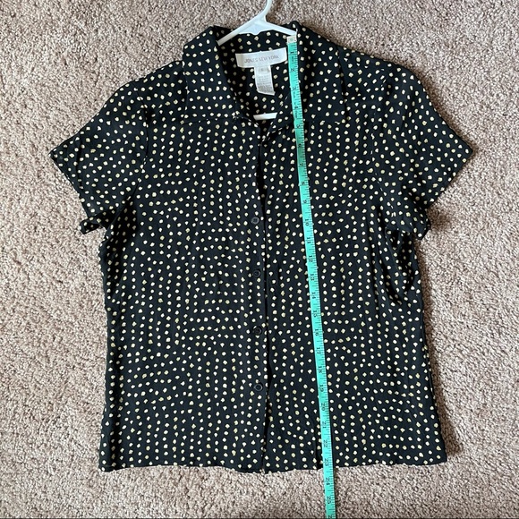 90s Vintage Silk Polkadot Button Front Blouse - Picture 6 of 7